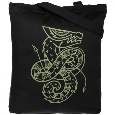 Холщовая сумка «Полинезийский дракон», черная купить с нанесением логотипа оптом на заказ в интернет-магазине Санкт-Петербург