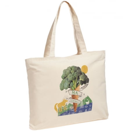 Холщовая сумка с молнией «На здоровье!», неокрашенная купить с нанесением логотипа оптом на заказ в интернет-магазине Санкт-Петербург