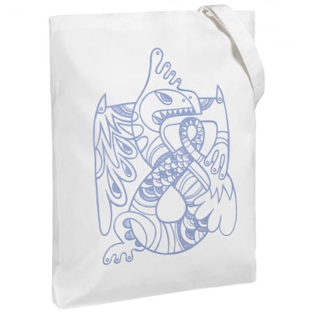Холщовая сумка «Кетцалькоатль», белая купить с нанесением логотипа оптом на заказ в интернет-магазине Санкт-Петербург