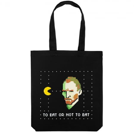 Холщовая сумка «Ван-Пакман», черная купить с нанесением логотипа оптом на заказ в интернет-магазине Санкт-Петербург