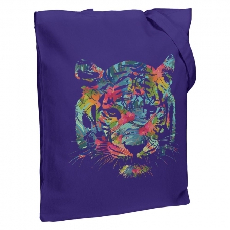 Холщовая сумка Jungle Look, фиолетовая купить с нанесением логотипа оптом на заказ в интернет-магазине Санкт-Петербург