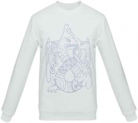 Толстовка «Кетцалькоатль», белая купить с нанесением логотипа оптом на заказ в интернет-магазине Санкт-Петербург