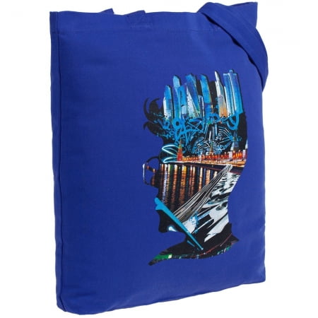 Холщовая сумка Moscow Boy, ярко-синяя купить с нанесением логотипа оптом на заказ в интернет-магазине Санкт-Петербург