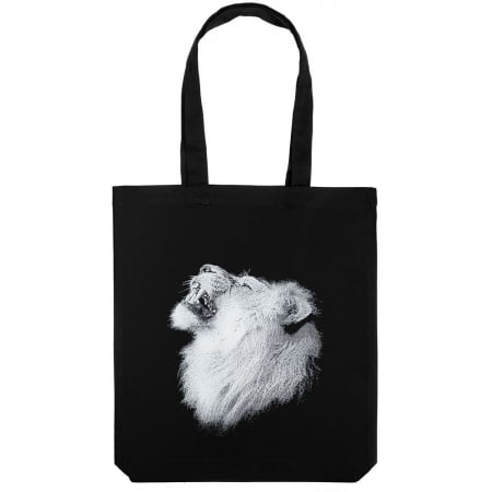 Холщовая сумка Like a Lion, черная купить с нанесением логотипа оптом на заказ в интернет-магазине Санкт-Петербург
