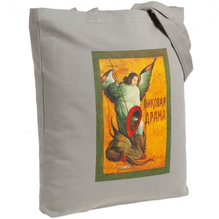 Холщовая сумка «Пиковая драма», серая купить с нанесением логотипа оптом на заказ в интернет-магазине Санкт-Петербург