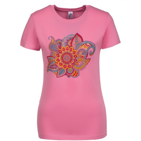 Футболка женская «Узор», розовая купить с нанесением логотипа оптом на заказ в интернет-магазине Санкт-Петербург