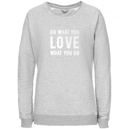 Свитшот женский Do Love, серый меланж купить с нанесением логотипа оптом на заказ в интернет-магазине Санкт-Петербург