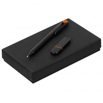 Набор YourDay Black, черно-оранжевый купить с нанесением логотипа оптом на заказ в интернет-магазине Санкт-Петербург