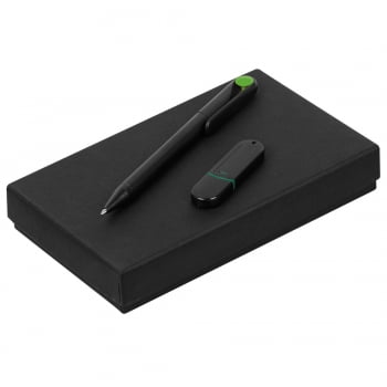 Набор YourDay Black, черно-зеленый купить с нанесением логотипа оптом на заказ в интернет-магазине Санкт-Петербург
