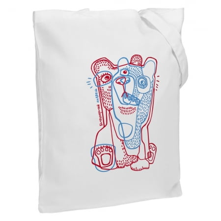 Холщовая сумка «Биполярный медведь», молочно-белая купить с нанесением логотипа оптом на заказ в интернет-магазине Санкт-Петербург