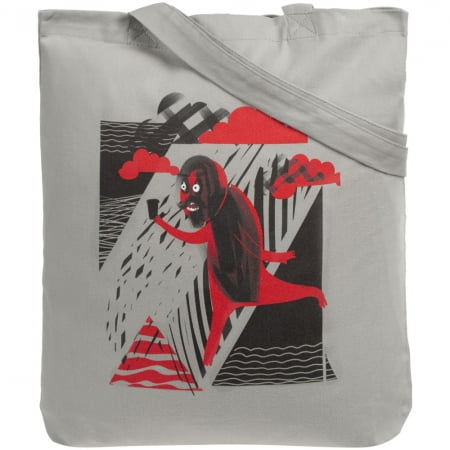 Холщовая сумка «Преодолень», серая купить с нанесением логотипа оптом на заказ в интернет-магазине Санкт-Петербург