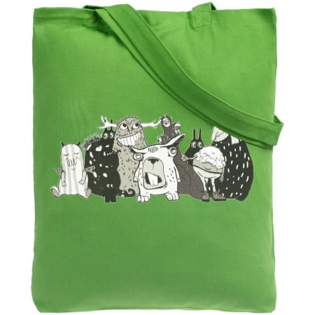 Холщовая сумка «Все мы немного монстры», ярко-зеленая купить с нанесением логотипа оптом на заказ в интернет-магазине Санкт-Петербург