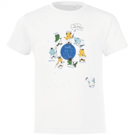 Футболка детская «Где Плутон? ver. 2», белая купить с нанесением логотипа оптом на заказ в интернет-магазине Санкт-Петербург