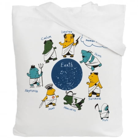 Холщовая сумка «Где Плутон?», молочно-белая купить с нанесением логотипа оптом на заказ в интернет-магазине Санкт-Петербург