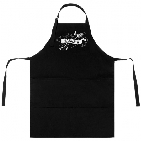 Фартук Gangsta Pasta, черный купить с нанесением логотипа оптом на заказ в интернет-магазине Санкт-Петербург