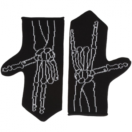 Варежки Sacred Bones, черные купить с нанесением логотипа оптом на заказ в интернет-магазине Санкт-Петербург