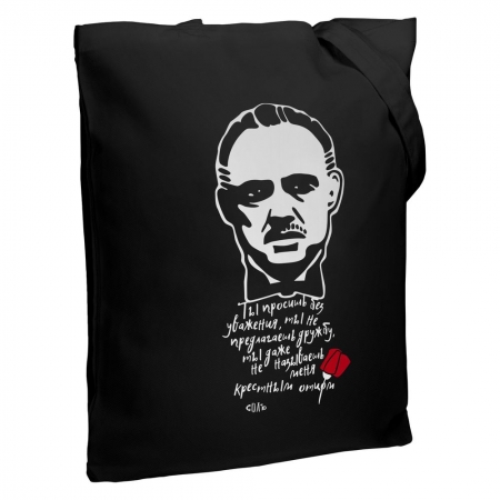 Холщовая сумка «Крестный отец», черная купить с нанесением логотипа оптом на заказ в интернет-магазине Санкт-Петербург