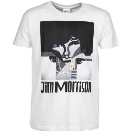 Футболка «Меламед. Jim Morrison», белая купить с нанесением логотипа оптом на заказ в интернет-магазине Санкт-Петербург