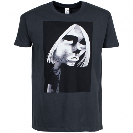 Футболка «Меламед. Kurt Cobain», темно-серая купить с нанесением логотипа оптом на заказ в интернет-магазине Санкт-Петербург