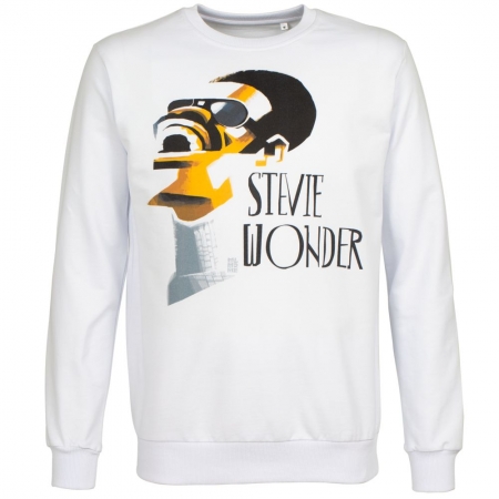 Толстовка «Меламед. Stevie Wonder», белая купить с нанесением логотипа оптом на заказ в интернет-магазине Санкт-Петербург