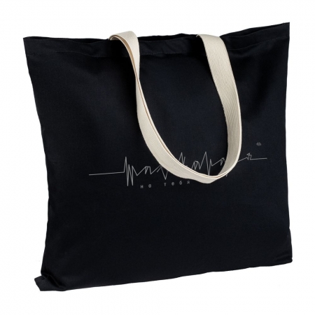Холщовая сумка «Тахикардия на тебя», черная купить с нанесением логотипа оптом на заказ в интернет-магазине Санкт-Петербург