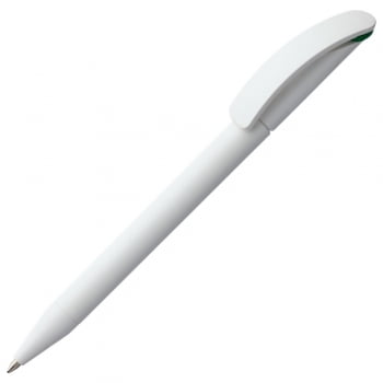 Ручка шариковая Prodir DS3 TMM-X, белая с зеленым купить с нанесением логотипа оптом на заказ в интернет-магазине Санкт-Петербург