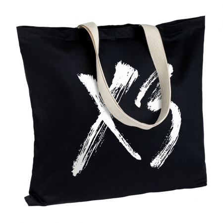 Холщовая сумка «ХЗ» с внутренним карманом, черная с белым купить с нанесением логотипа оптом на заказ в интернет-магазине Санкт-Петербург