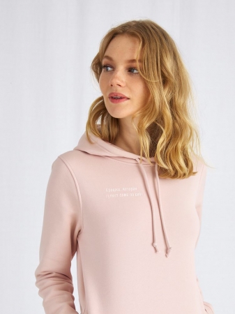 Худи женское с вышивкой «Крошка», розовое купить с нанесением логотипа оптом на заказ в интернет-магазине Санкт-Петербург