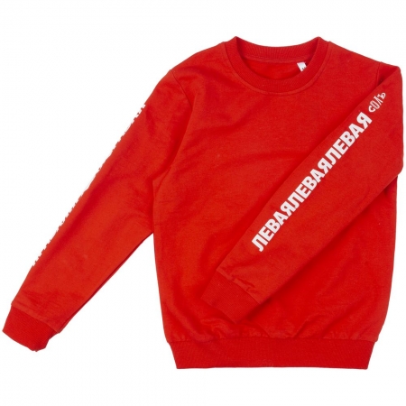 Свитшот детский «Правая левая», красный купить с нанесением логотипа оптом на заказ в интернет-магазине Санкт-Петербург