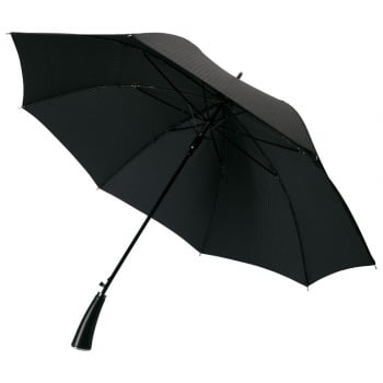 Зонт-трость с фактурной тканью Ricardo,черный купить с нанесением логотипа оптом на заказ в интернет-магазине Санкт-Петербург