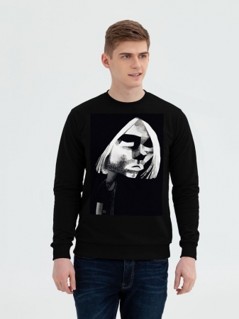 Толстовка «Меламед. Kurt Cobain», черная купить с нанесением логотипа оптом на заказ в интернет-магазине Санкт-Петербург