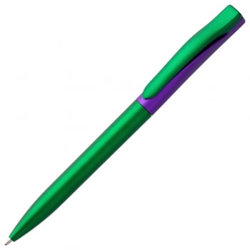 Ручка шариковая Pin Fashion, зелено-фиолетовая купить с нанесением логотипа оптом на заказ в интернет-магазине Санкт-Петербург