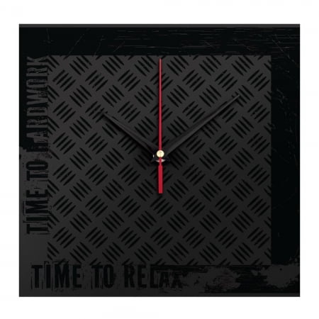Часы настенные стеклянные Hard Work Black купить с нанесением логотипа оптом на заказ в интернет-магазине Санкт-Петербург