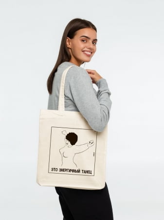 Холщовая сумка «Танец», неокрашенная купить с нанесением логотипа оптом на заказ в интернет-магазине Санкт-Петербург