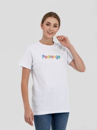 Футболка Podrooga, белая купить с нанесением логотипа оптом на заказ в интернет-магазине Санкт-Петербург