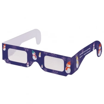 Новогодние 3D очки «Снеговики», синие купить с нанесением логотипа оптом на заказ в интернет-магазине Санкт-Петербург
