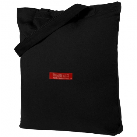 Холщовая сумка «100% Новый год», черная купить с нанесением логотипа оптом на заказ в интернет-магазине Санкт-Петербург