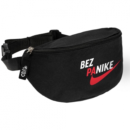Поясная сумка Bez Panike, черная купить с нанесением логотипа оптом на заказ в интернет-магазине Санкт-Петербург