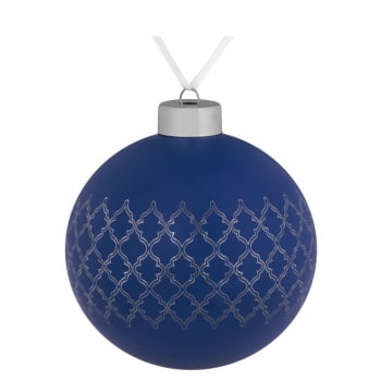 Елочный шар King, 10 см, синий купить с нанесением логотипа оптом на заказ в интернет-магазине Санкт-Петербург