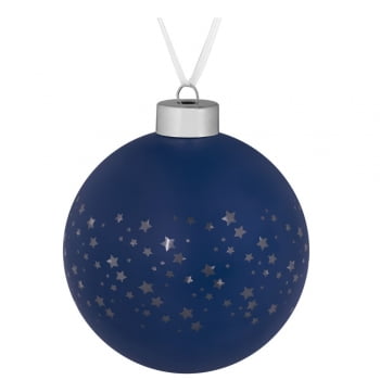 Елочный шар Stars, 10 см, синий купить с нанесением логотипа оптом на заказ в интернет-магазине Санкт-Петербург