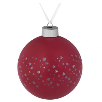 Елочный шар Stars, 10 см, красный купить с нанесением логотипа оптом на заказ в интернет-магазине Санкт-Петербург