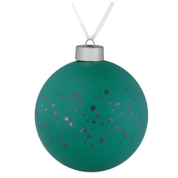Елочный шар Stars, 10 см, зеленый купить с нанесением логотипа оптом на заказ в интернет-магазине Санкт-Петербург
