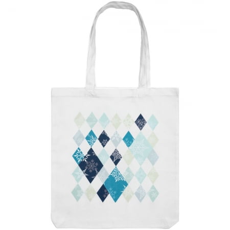 Холщовая сумка «Ромбо. Первый снег», белая купить с нанесением логотипа оптом на заказ в интернет-магазине Санкт-Петербург