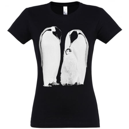 Футболка женская Like a Penguin, черная купить с нанесением логотипа оптом на заказ в интернет-магазине Санкт-Петербург