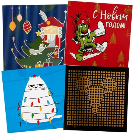 Набор новогодних открыток купить с нанесением логотипа оптом на заказ в интернет-магазине Санкт-Петербург