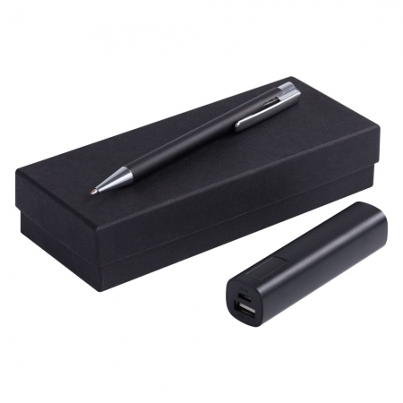 Набор Snooper: аккумулятор и ручка, черный купить с нанесением логотипа оптом на заказ в интернет-магазине Санкт-Петербург