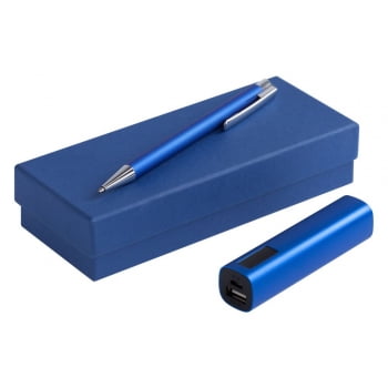 Набор Snooper: аккумулятор и ручка, синий купить с нанесением логотипа оптом на заказ в интернет-магазине Санкт-Петербург