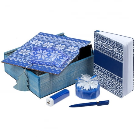 Подарочный новогодний набор «Деловой», синий купить с нанесением логотипа оптом на заказ в интернет-магазине Санкт-Петербург