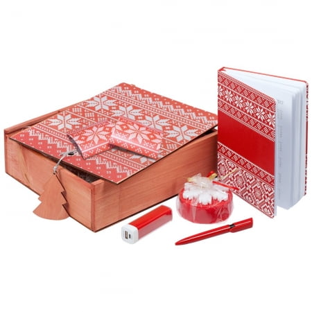 Подарочный новогодний набор «Деловой», красный купить с нанесением логотипа оптом на заказ в интернет-магазине Санкт-Петербург