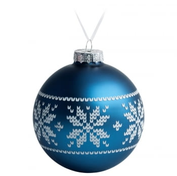 Елочный шар «Скандинавский узор», 10 см, синий купить с нанесением логотипа оптом на заказ в интернет-магазине Санкт-Петербург